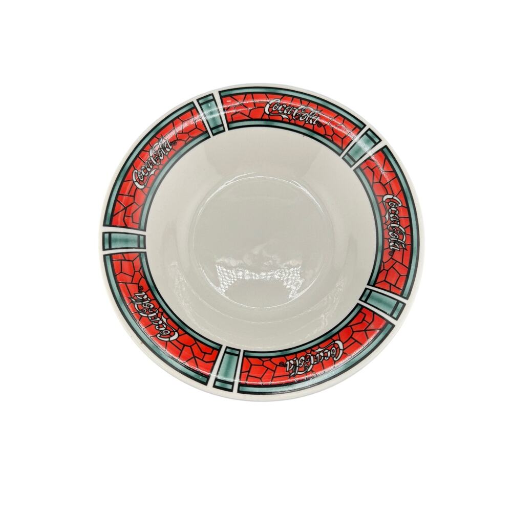 Vintage 1996 Coca-Cola Gibson Stained Glass Holiday Soup Bowls Set of 3